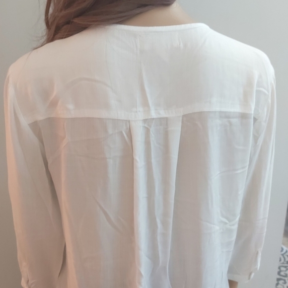 anthropologie Cloth & Stone women's white tunic blouse top oversized lon… - Picture 8 of 12